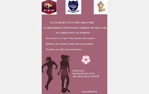 FOOT AU FEMININ le MERCREDI 5 JUIN STADE C BESSON